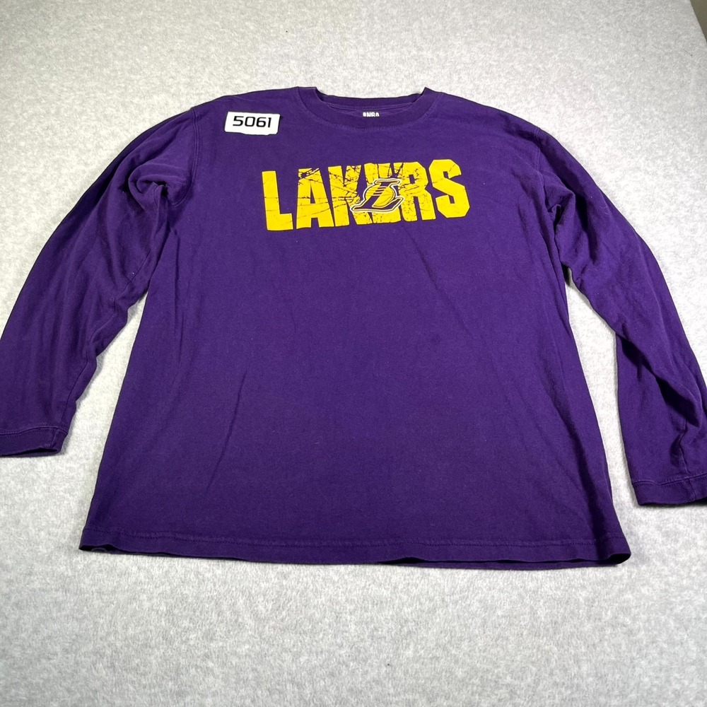 Los Angeles Lakers Shirt Mens Large Purple Cotton NBA Graphic Cotton Long Sleeve